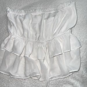 White frill tube top